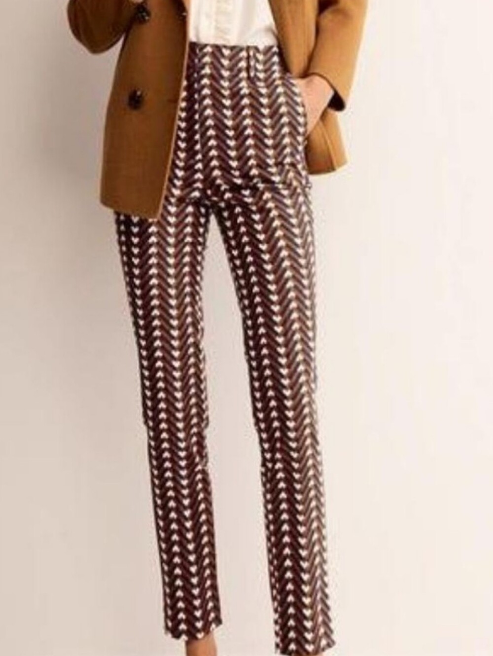 Boden Brown Chevron Printed Straight-Leg Pants
